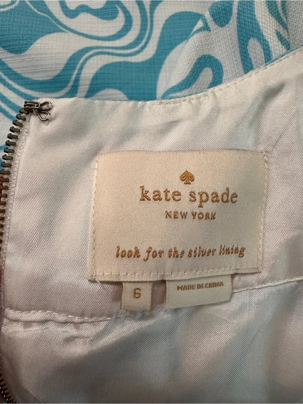 Kate Spade Women’s Blue White Abstract Print Sleeveless Sheath Shift Dress Sz 6
